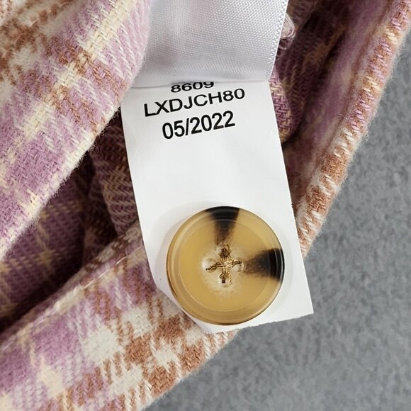 Aeropostale Hooded Button Up Flannel Shirt Womens XS Pink Check Cabincore Preppy - Picture 11 of 12